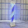 Luz Rotatoria de Barbería de Pie para Exteriores Impermeable Letrero de Salón de Peluquería Luz de Caja de Luz de Vidrio de Colores para Peluquería Se Puede Comprar en Lote Leidezhu