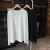 Camiseta Base de Manga Longa com Renda Feminina Primavera e Outono Solta Emagrecedora Plus Size Estilo Preguiçoso Top de Relaxamento para Mulheres