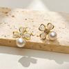 Nuevos Pendientes de Flor de Piedra Ojo de Gato Fáciles de Combinar Estilo Lujo Ligero Aguja de Oreja de Plata 925 Pendientes para Mujer