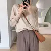 Cardigan fino de malha novo, macio e aconchegante para o início do outono, para mulheres, estilo coreano, gola redonda, caimento solto, comprimento curto, jaqueta suéter de outer wear pequena