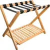 Suporte de Chinelos de Camada Dupla para Casa Suporte Dobrável de Bagagem de Bambu Suporte de Armazenamento Suporte de Armazenamento Multifuncional para Malas Mala