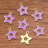 10 Colores 14*16mm Accesorios de Joyería de Aleación para Bricolaje Encanto de Esmalte Dorado Kc Colgante Hueco de Estrella de Cinco Puntas