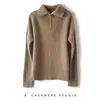 Suéter de cachemira para mujer, 100% cachemira pura, con solapa y cremallera, grueso, suelto, adelgazante, para otoño e invierno, recién llegado, ropa exterior.