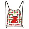 2025 Transfronterizo Nuevo Bolsa de Cordón Navideña Bolsa de Cordón de Gran Capacidad Bolsa de Regalo de Cordón Navideño Patrón de Dibujos Animados