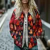 Sudadera de Algodón con Cuello Alto y Pliegues para Mujer 2025, Estampado Floral Retro, Rayas Otoño e Invierno, Botones, Sudadera para Mujer