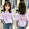Camiseta interior de manga larga a rayas de dibujos animados para niñas, camiseta elegante de cuello redondo para primavera/otoño 2026, camiseta interior de algodón puro para niños mayores, estilo ins