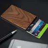 Portatarjetas metálico tipo push antirrobo cepillo blindaje anti-desmagnetización NFC billetera para hombre y mujer almacenamiento de tarjetas bancarias portatarjetas caja de tarjetas