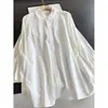 2026 Nuevo Modelo Cardigan de Punto Dos Piezas con Aspecto Cosido Manga Tres Cuartos Holgado Casual Camisa de Algodón para Mujer Venta al por Mayor H08HT22