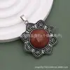 Acessórios de Pingente de Flor de Cristal Natural Estilo Étnico Retrô Liga Metálica Pedra Natural Pingente de Cristal Acessórios para Joias DIY
