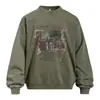 Moletom com Capuz Solto Gola Redonda Estampa Graffiti de Letras Estilo Trendy High Street Marca Vibe Casual Roupa Esportiva Primavera/Outono