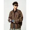 Otoño 2026 Nueva Moda Gama Alta Elegante Fresca Marca Costilla Patchwork Tie-Dye Piel Sintética Chaqueta Abrigo de Motociclista