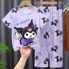 Conjunto de Pijama Infantil para Meninas, Verão Fino Manga Curta Calça Longa Roupa de Casa, Conjunto de Ar Condicionado para Meninas de Meia-Idade e Crianças Grandes, Pode Ser Usado ao Ar Livre