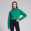 Otoño e Invierno Cuello Alto Cortavientos Cremallera Grueso Abrigo Ligero Cálido con Capucha Cárdigan Sudadera Casual Corto Ajustado Ropa de Yoga