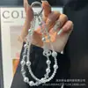 Lanyard de Cristal Versátil de Lujo Ligero para Teléfono, Cadena de Muñeca, Cadena Corta Hecha a Mano con Perlas, Colgante de Joyería de Calabaza con Pedrería, Gama Alta