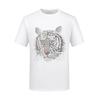 2026 Novo Estilo Camiseta Manga Curta Masculina Cabeça de Tigre com Strass Algodão Mercerizado Simples Verão Slim Fit Tendência Marca Tamanho Grande Manga Meia-Manga Masculina