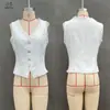Moda Femenina Transfronteriza Diseño Europeo y Americano Chaleco Corto Francés Retro de Encaje con Cuello en V sin Mangas, Top Femenino Ajustado que Ceñe la Cintura