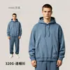 Moletom Americano Streetwear Pesado Outono e Inverno 320g, Modelagem Solta, Gola Redonda, Moletom Cross-border, Moletom com Capuz Personalizado Masculino