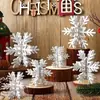Explosiones Adornos de copo de nieve navideño Mosaico de madera 3D Decoración creativa de escritorio Fiesta Copo de nieve colorido Decoración navideña