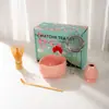 Fornecimento Exclusivo Transfronteiriço de Conjunto de Chá Matcha, Conjunto Estilo Japonês, Tigela de Matcha com Bico, Ferramentas de Cerâmica, Conjunto de 7 Peças Flor de Cerejeira, Batedor de Chá