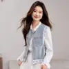 Chaqueta Chaleco de Mezclilla con Parches de Encaje para Mujer 2026 Nuevo Diseño Primavera y Otoño Chaleco Versátil para Figuras Pequeñas