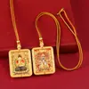Thangka de Xizang Cinco Divindades Retrato Thangka Thangka Frente e Verso Oito Divindades Guardiãs Pingente em Relevo Colar Manjushri Dupla Face