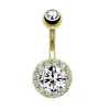 Set Caliente de 4 Piezas de Anillos para Ombligo de Comercio Electrónico Transfronterizo Europeo y Americano con Diseños de Flor y Corazón, Anillos para Ombligo Tachonados con Circonita, Clavos para Piercing de Ombligo