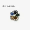Botões de metal com cristal rosa, botões coloridos com strass de flor, botões decorativos para casacos e tops de pele, botões de flor de ameixa para casacos