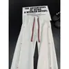 Pantalones de chándal rectos de retazos a cuadros blancos y grises para hombre, diseño de otoño de peso pesado, pantalones ligeramente acampanados, pantalones deportivos casuales americanos