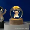 Bola de Cristal Esculpida em 3D Transfronteiriça Luminosa Luz Noturna Sistema Solar Suporte de Lâmpada de Madeira Maciça Enfeites Luz Noturna Quente Presente