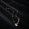 Projetado com um Senso de Luxo, Colar Borboleta de Madrepérola Branca Cravejado com Zircônia, Simples e Versátil, Acessórios de Corrente para Clavícula de Alta Qualidade