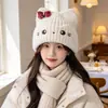 Chapéu de Tricô com Laço de Gato Fofo para Mulheres Outono Inverno Quente Frio Faz o Rosto Parecer Menor Grande Circunferência da Cabeça Doce Chapéu de Lã