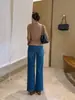 A primavera não está atrasada~ Estilo de calça super incrível! Jeans micro flare de cintura alta para mulheres no outono, azul retrô, emagrecedor, modelador do corpo, para o trabalho, calça boca de sino
