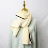Bufanda de Punto con Borde de Color Contrastante para Mujer, Bufanda de Lana Gruesa de Invierno Estilo Coreano, Bufanda Pequeña Fresca Cálida para Estudiante, Combinable con Todo