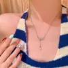 Colar Pingente Borla de Pérola Sintética Cravejado com Diamantes para Mulheres, Corrente Clavicular de Borla de Luxo Leve de Nicho, Acessório Doce Personalizado