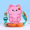 Bolsa de Silicone Fofa e Adorável de Coelho e Urso Desenho Animado Celebridade da Internet Alívio de Estresse Transversal Porta-Moedas Infantil em Cores Macaron