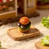 Miniatura de Hambúrguer Canelado Simulação Restaurante de Fast Food Brinquedo de Resina Cola de Creme Chaveiro DIY Kit de Materiais