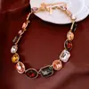 Conjunto de collar, pulsera y pendientes de corazón con incrustaciones de diamantes florales estilo medieval, cadena para la clavícula estilo corte vintage, joyería de nicho para mujer