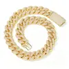 Pulseira masculina Cuban chain 20mm cobre zircônia transfronteiriça, banhada a ouro real, fecho tipo caixa hip-hop com zircônia, moderna e única