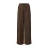 0366 Lino Tencel Cintura Estrecha Falsa Bragueta Pantalones de Pierna Recta Ajustados Estilo Nuevo para Mujer