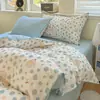 Juego de Ropa de Cama de Algodón Cepillado Engrosado Juego de Cuatro Piezas Sábana de Cama Hueca de Algodón Puro Funda de Edredón Faldón de Cama Juego de Tres Piezas Ropa de Cama Cálida de Otoño e Invierno