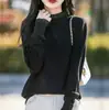 Elegante Camiseta Interior de Encaje para Mujer, Suéter de Punto Estilo Primavera y Otoño para Mujer, Suéter Elegante con Perlas para Otoño e Invierno