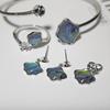 Aretes DIY Colgante Anillo Pulsera Accesorios Dan Tao Aguja de Plata S925 Abulón Bei Bei Set de Cuatro Piezas Azul