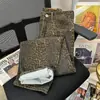 Jeans Americanos Retro de Calle con Estampado de Leopardo de Pierna Ancha para Hombre Diseño Urbano Moderno Sueltos Rectos Casuales Pantalones Largos