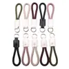 Lanyard para Teléfono de Cuero Genuino Creativo, Llavero, Correa de Mano Corta, Colgante Tejido, Accesorio, Lanyard para Dedo