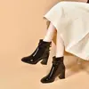 Botines de Moda para Mujer, Estilo Coreano, Tacón Grueso, Antideslizantes, Duraderos, Punta Cuadrada, Espalda Baja con Cremallera, Nueva Colección Otoño/Invierno 2026