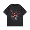Marca de Moda Retro Estilo Americano vlone Camiseta de Manga Corta High Street Lavada al Agua Holgada para Pareja Mismo Estilo Pesado para Hombres y Mujeres Europeos y Americanos