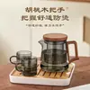 Tetera de Vidrio de Borosilicato Alto Hogareña Resistente a Altas Temperaturas Filtro Separador de Agua y Té Olla para Preparar Té Mango de Madera de Nogal Oficina Hervir