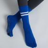 Calcetines de Cinco Dedos hasta la Pantorrilla con Bloques de Color, Calcetines de Yoga con Agarre Antideslizante, Calcetines Finos de Algodón hasta la Media Pantorrilla para Mujer, Deportes de Interior y Aeróbicos