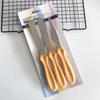 Conjunto de espátulas e facas de três peças cor creme para desmoldar bolo, raspador curvo para decoração, faca reta, raspador de bolo