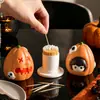 Boneco Menino Abóbora Fofo Porta-Palitos Casa Tubo de Armazenamento para Cotonetes Organizador de Fio Dental Caixa de Palitos Ornamento de Mesa